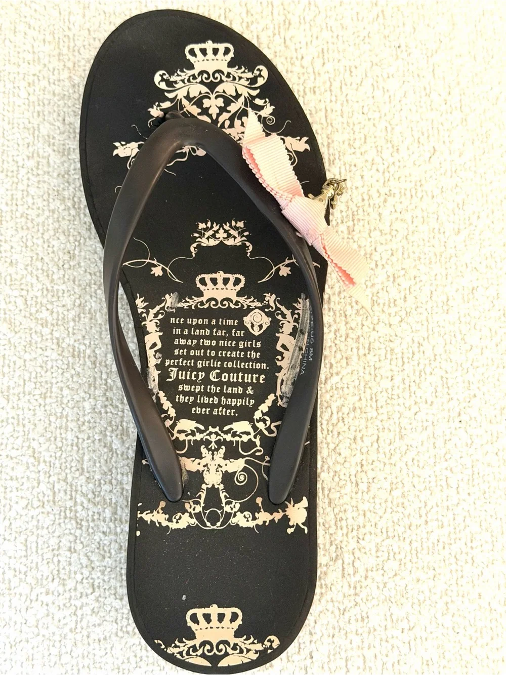 Juicy Couture Wedge Flip Flop with Pink Bow Size 8 - Picture 3 of 4